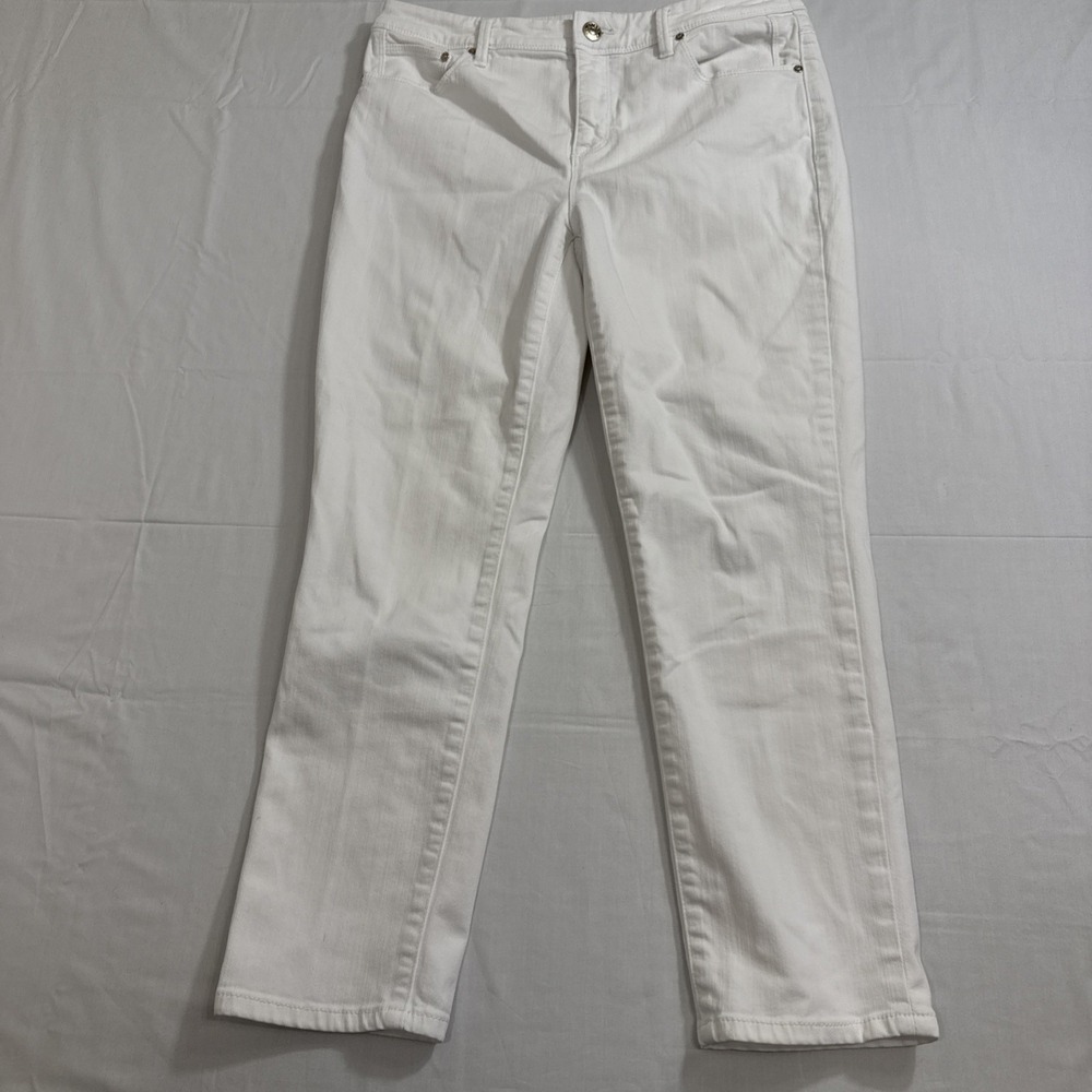 JEANS SLIMMING GIRLFRIEND Chicos Womens 3. White  The So Ankle Cotton Blend